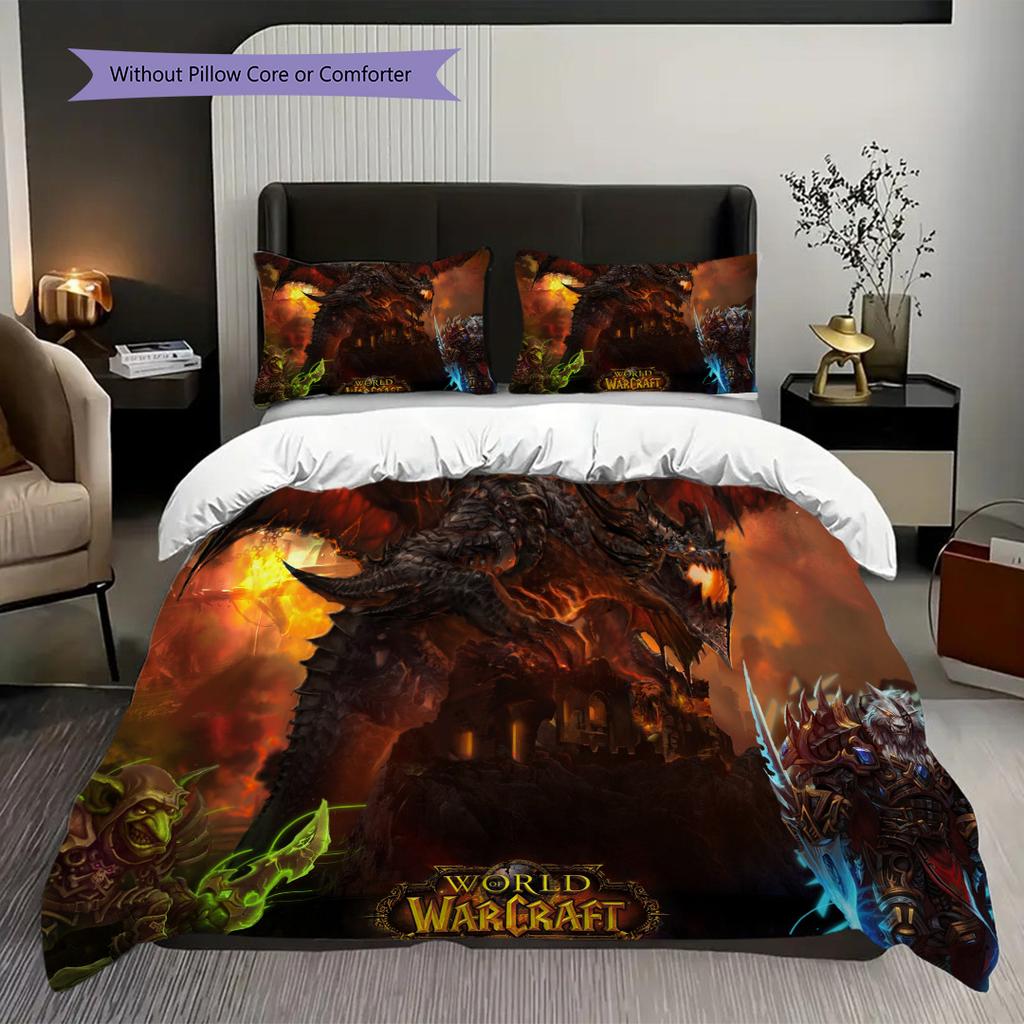 Fantasy Warriors Unite Bedding (1 * duvet cover + 2 * pillowcase, without core) 2D Flat Soft and comfortable Christmas birthday gift