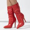 Design Sexy Pleated Pointed Toe Zipper Women Ankle Boots Fashion Thin High Heels Stripper Modern Booties Shoes