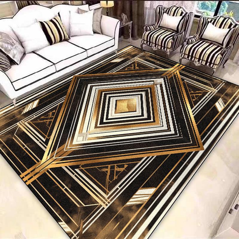 Легкая роскошь Европейский ковер Черное золото Украшение гостиной Ковры для диванной зоны для спальни Гардероб Нескользящие Моющиеся напольные коврики