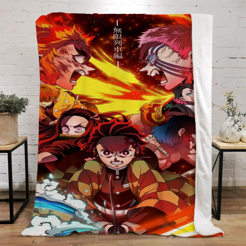 Demon Slayer Смешное одеяло Кровать Индивидуальные одеяла и пледы Микрофибра Постельное белье Дом и украшение Пляжное полотенце Вязаный плед Наколенник