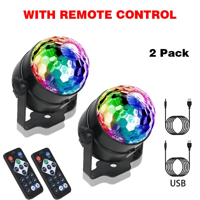 RGB Мигающий Диско-Шар, Светодиодный Сценический Прожектор с Вращающимися Эффектами, Декор для Рождества, Хэллоуина, Караоке, Свадьбы, Дня Рождения