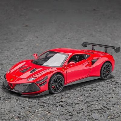 Ferrari 488 Supercar Simulation Diecast & Toy Vehicles Звуки и Свет Pull Back Car 1:32 Подарки из сплава для детей