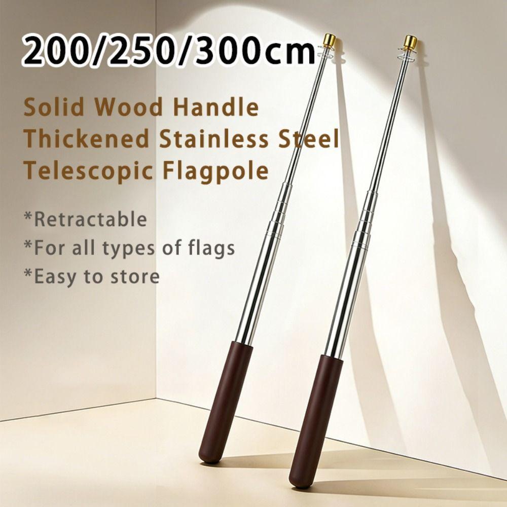Solid Wood Handle Tour Guide Flag Pole Retractable Teaching Pointer Flagpole Teaching Tool