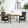 Day and Night - Day and Night Black PE Rattan Garden Table and Solid Acacia Wood Surface