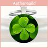Lucky Four Leaf Clover Pendant Keychain With Zinc Alloy Silver Finish For Gift Giving And Celebration