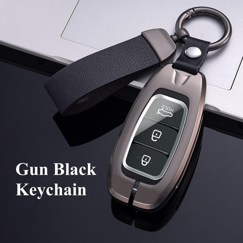 Metal Zinc Leather Car Key Case Cover for Hyundai I30 I40 Ix35 KONA Solaris Grandeur Ig Accent Santa Fe Palisade 2017 2018 2019