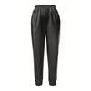 Women's Summer High Waist Loose Temperament Long Leather Trousers