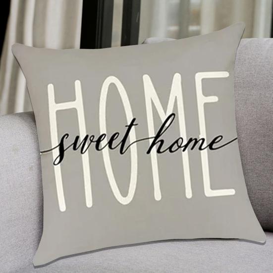 45x45CM Square Pillow Case Natural Plant Fashion Letter Print Modern Zipper Linen