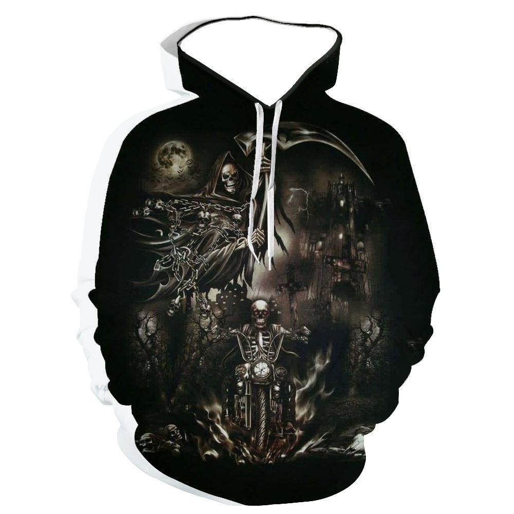 2023 Halloween 3D Digital Print Skull Pattern Hoodie Hoodie