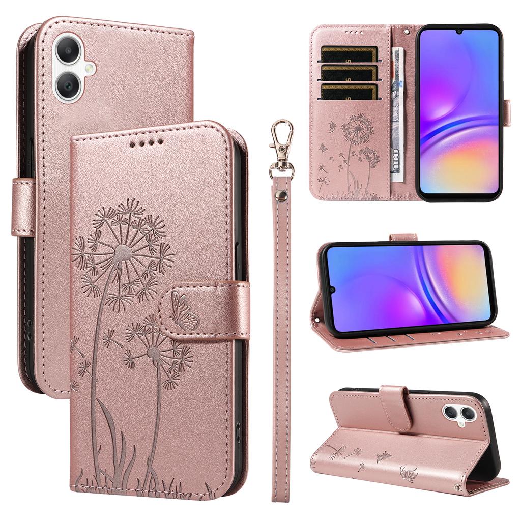 For Samsung Galaxy A06 5G/Galaxy A06 4G Leather Wallet Case with Strap Dandelion Imprint Phone Stand Cover