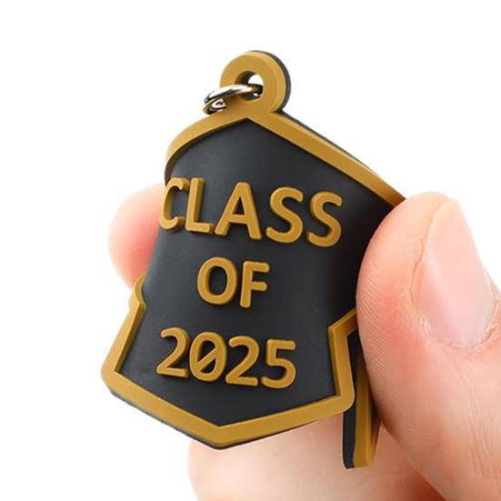 10 Pcs Class of 2025 Keychain Rubber Graduation Keychain Grad Cap Charm Key