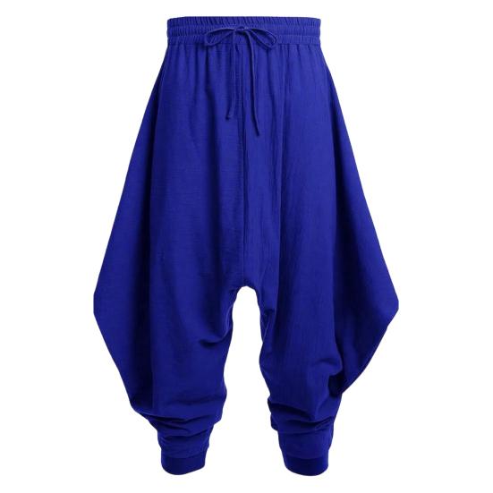 Мужские штаны-шаровары Повседневные с кулиской Свободные хлопковые штаны с заниженным шаговым швом для хиппи Уличная одежда Пляж