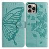 For iPhone 16 Pro Max Case Butterfly Imprinted Wallet Stand PU Leather Flip Phone Cover with Strap