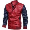 Autumn and Winter Men's Color-inserted PU Leather Jacket Men's Light Version Can Be Printed Casual Stand-up Collar Jacket for Men