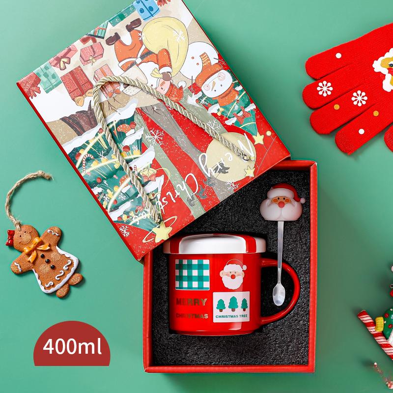Рождественская чашка креативная рождественская керамическая чашка милая кружка с крышкой ложка чашка набор подарочный