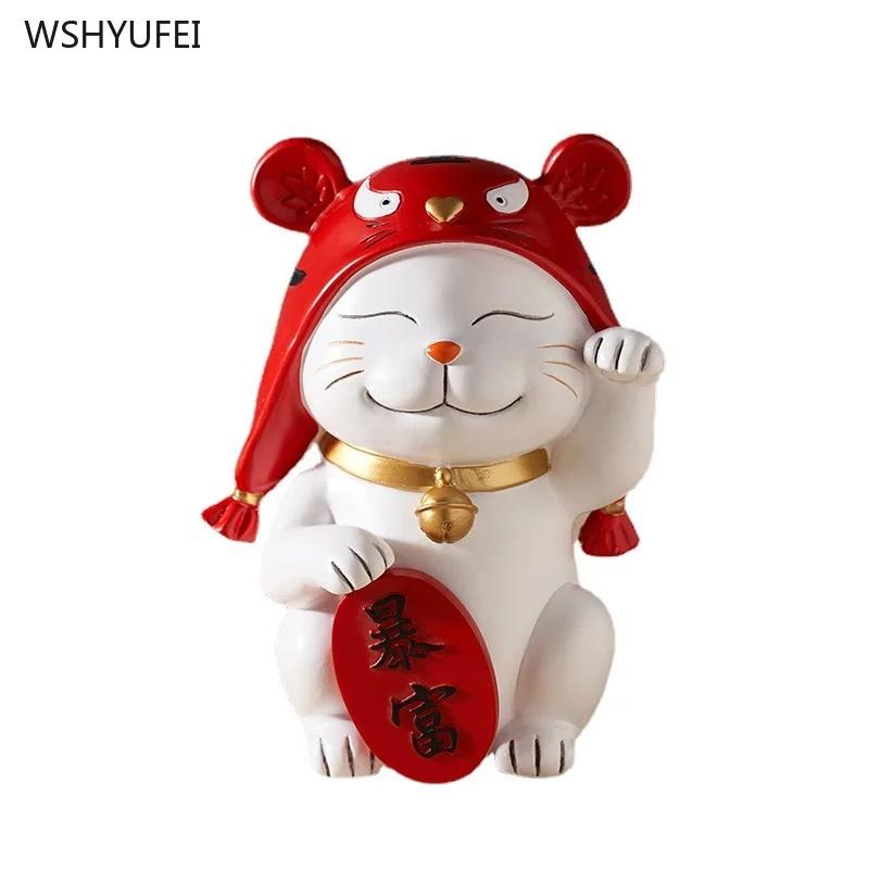 1 шт. Полимерная фигурка кота-бога богатства, голова тигра, голова льва для танца льва, подарок на новоселье и открытие, скульптура, ремесла для украшения