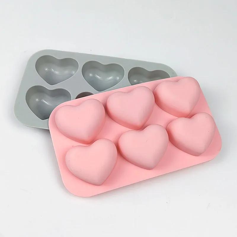 6 Valentine Heart Silicone Mold DIY Love Soap Making Chocolate Candle Baking Mold Gifts Craft Supplies Home Decor
