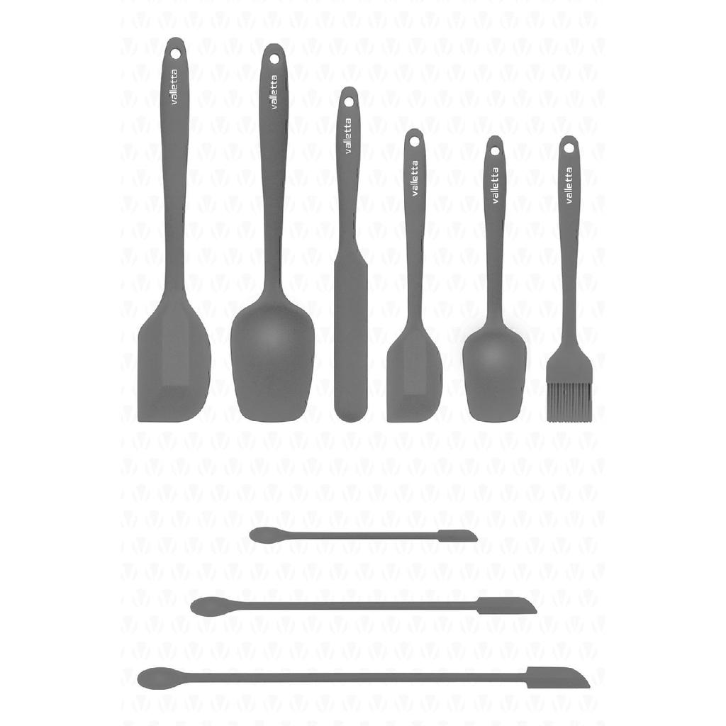 Drongo Jar Scraper Silicone Spatula Set 9 Pieces Black