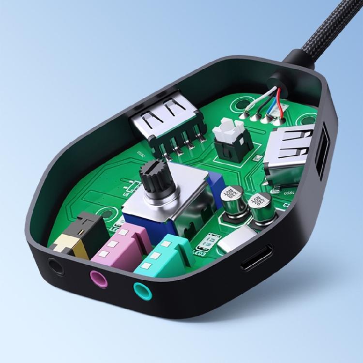 Внешняя звуковая карта USB-адаптер с 3x3,5 мм, 2xUSB, 1xType C Порт Внешняя звуковая карта для ПК, ноутбука, настольного компьютера