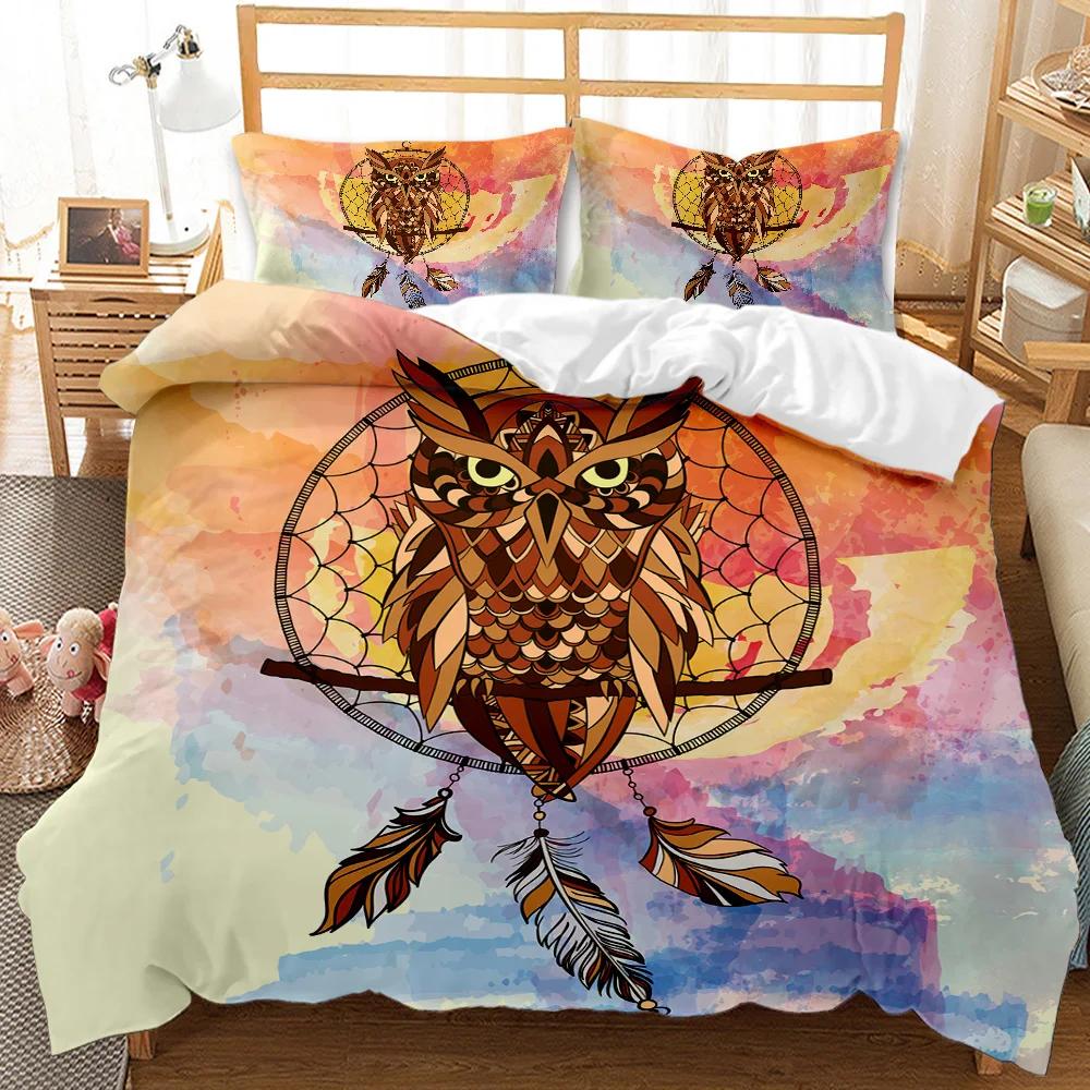 Owl Duvet Cover Set Cute Owl For Kids Boys Girls Cute Animal Bedding Set Bedclothes Double Queen King Size Polyester Qulit Cover