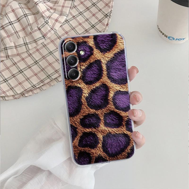 Мягкий прозрачный силиконовый чехол Leopard для Xiaomi Redmi Note 13 14T 15 Samsung A55 A35 S24 FE S25 iPhone Huawei Honor 200 Camera Защитный противоударный чехол