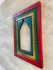 Hand-Carved Wooden Jharokha: Multi-Colored Folk Art Wall Decor