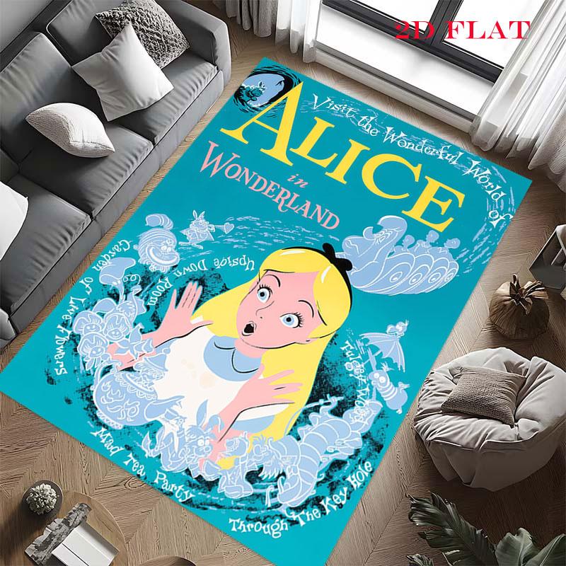 Alice Wonderland Tea Carpet Rug for Living Room Bedroom Home Sofa Decoration,Kids play Nonslip Floor Mat