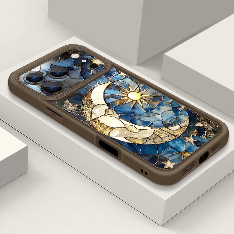 Мягкий чехол из ТПУ для iPhone 17 Pro 15 16 Pro Max 14 13 Pro Max 16e 17e Ретро Узор Луна Звезда Конфетный Цвет Силиконовый Чехол