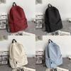 Unisex Solid Color Nylon School Backpack With Durable Laptop Schoolbag Gift