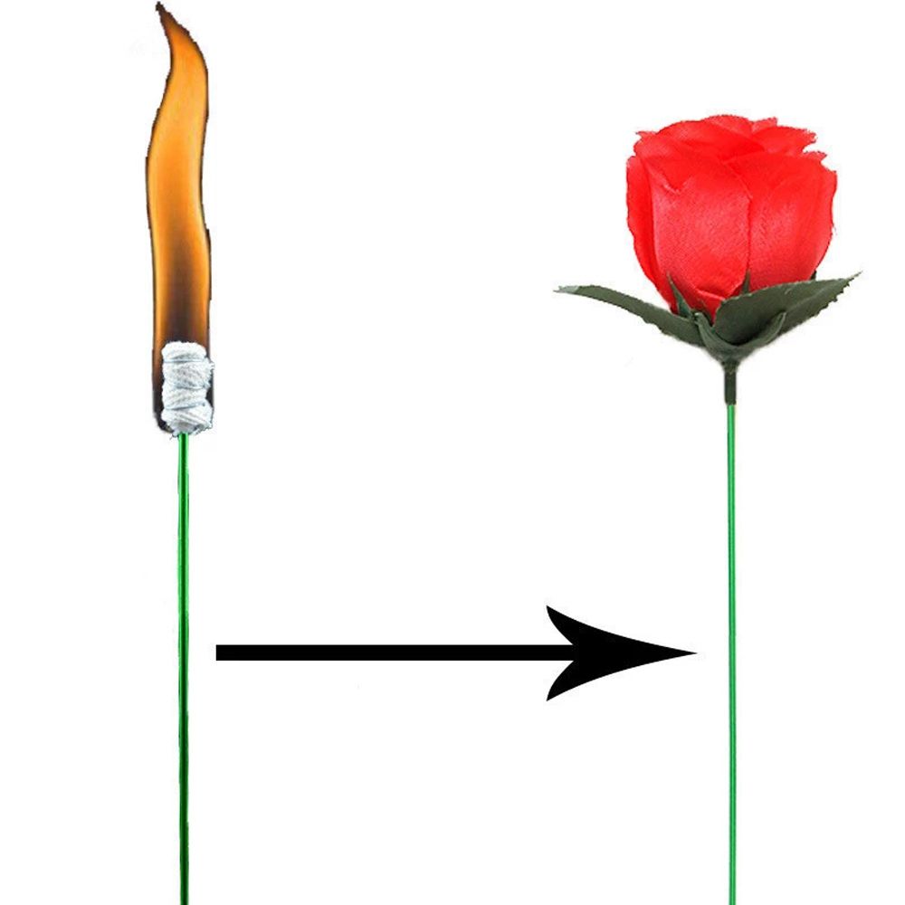 Props Flame Appearing Flower Torch to Rose Change Roses Magic Magic Trick Rose Magic Fire Rose