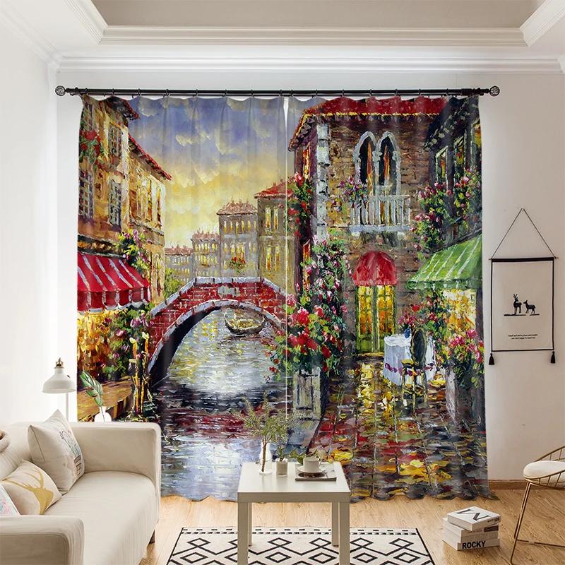 Картина маслом «Урожай Ван Гога» в стиле высокой затемненной занавески, американское детское занавеска для спальни, гостиной, затемняющая штора, новая