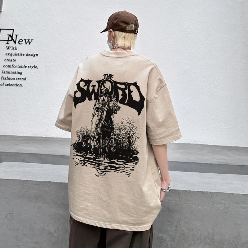 Мужские летние винтажные готические футболки с принтом, хип-хоп, короткие свободные топы, футболки Y2K oversize