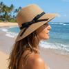 Wide Brim Straw Weave Sun Hat Bow Fisherman Hat Fashion Sunscreen Bucket Hat  Outdoor