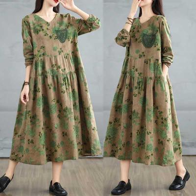 Осеннее маленькое платье с V-образным вырезом, кружевным карманом и длинными рукавами, платье А-силуэта