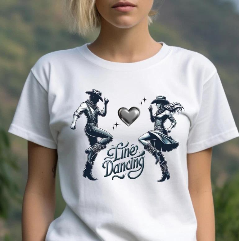 Line Dancing Shirt, I Love Line Dancing Tee, Silhouette Line Dance Wear