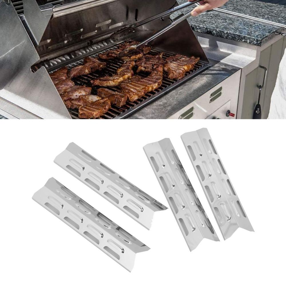 4 Pcs Stainless Steel Heat Plate Shield Adjustable BBQ Flame Tamer Outdoor Cooking
