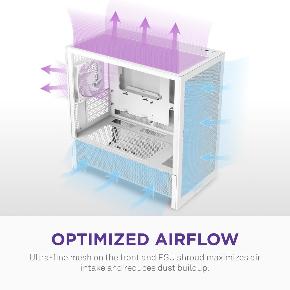Корпус для ПК NZXT H3 Flow Micro-ATX Mid-Tower, Белый, CC-H31FW-01 CS9295