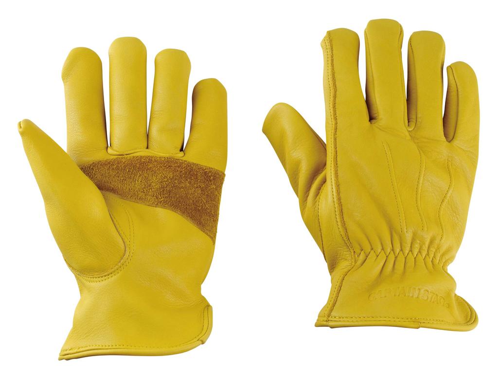 CAPTAIN STAG Outdoor Camping BBQ Gloves Leather Gloves Outdoor Soft Leather Gloves Thick with Lining One Size Fits Most Yellow UM-1920