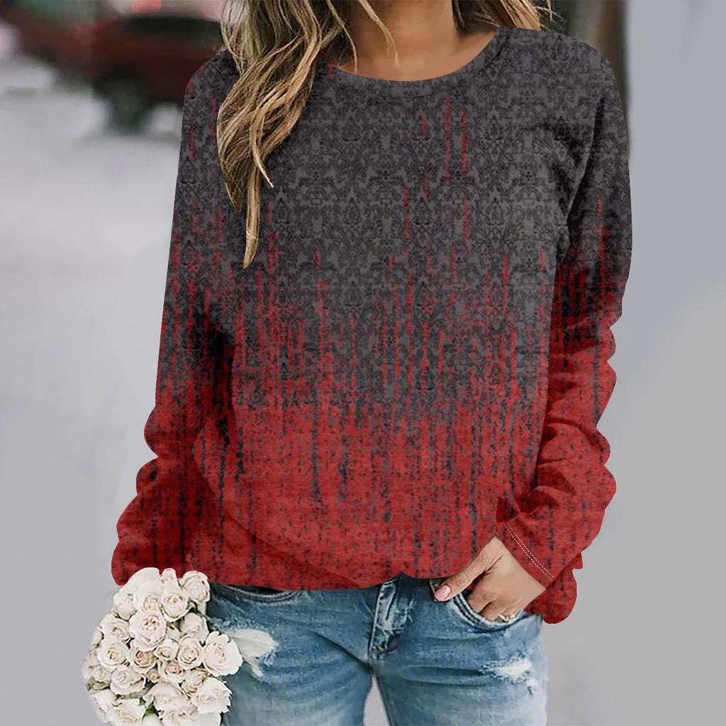 Осень и зима новая мода круглый вырез длинный рукав с принтом элегантная повседневная свободная толстовка