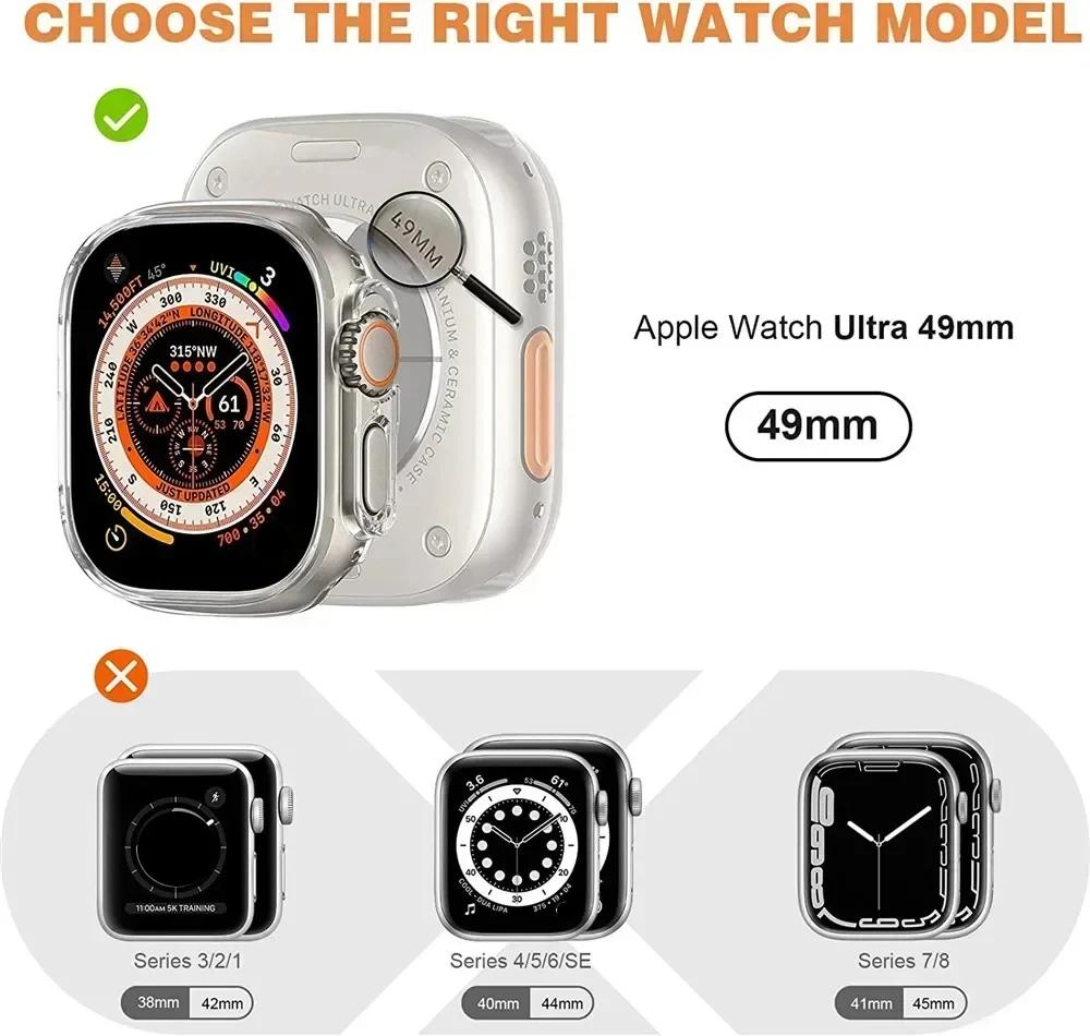Чехол-бампер из ТПУ для Apple Watch Ultra 49 мм БЕЗ Защиты Экрана Защитная Устойчивая к Царапинам Рамка для iWatch Ultra 2 49 ММ