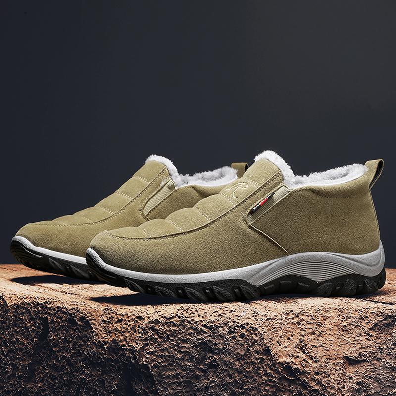 Кроссовки зимние мужские на открытом воздухе плюшевые теплые водонепроницаемые туфли высокого качества нескользящие зимние спортивные туфли для мужчин плюшевые хлопковые туфли