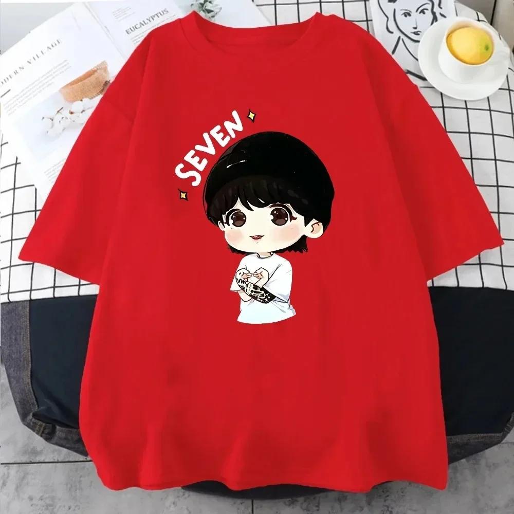 Футболка JungKook Seven Харадзюку Женская Эстетичная Забавная Кавайная Короткий Рукав Унисекс Повседневная Спортивная С Принтом Женская Одежда