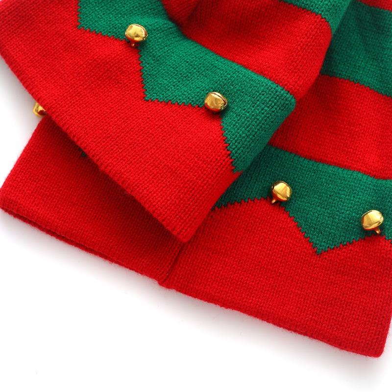 Kids Striped Knitted Beanies Soft Warm Winter Pompom Caps Christmas Party Santa Hats Knitting Hat For Girls Boys