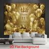 2D 11th Birthday Photography Backdrop Golden Crown & Balloon Photo Booth Banner