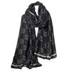 Lucky Clover Viscose Shawl 180x85cm Black with White Clovers