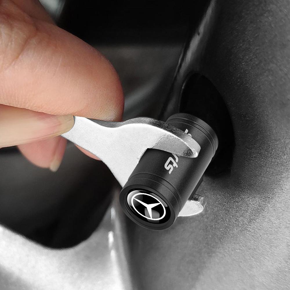 4pcs/SET Car Wheel Tire Valve Caps Stem Case Covers Accessories For Mercedes Benz A B C E M R G S Class Exclusive AMG W108 W124