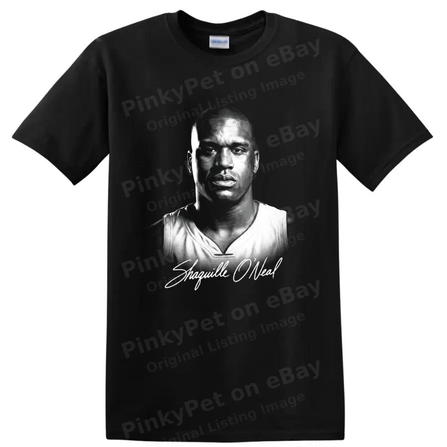 Shaquille ONeal Basketball Player Portrait T Shirt Black White Graphic Fan Tee