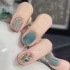 Fashion Pile Diamond Cool Green Manicure White Versatile European And American Gentle Fairy Wind Wearing Nail Piece