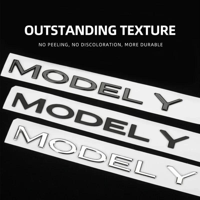 3D Chrome ABS Letters Emblem for Tesla Model Y 3 Car Styling Trunk Badge Sticker Accessories
