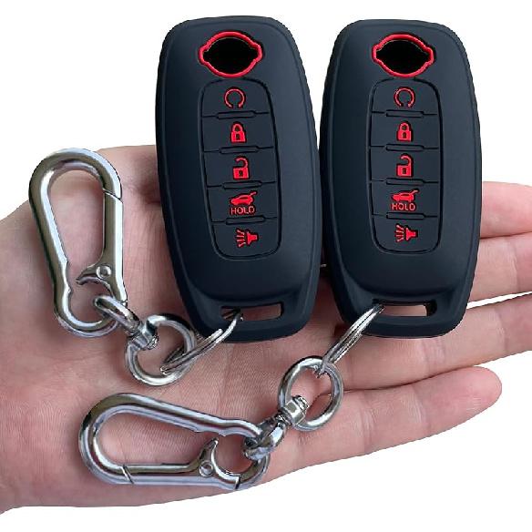 TANDRIVE Чехол для 5-кнопочного брелока для -2026 Nissan Rogue Pathfinder и 2024-2026 Sentra, Силиконовый, 2 шт., Черный